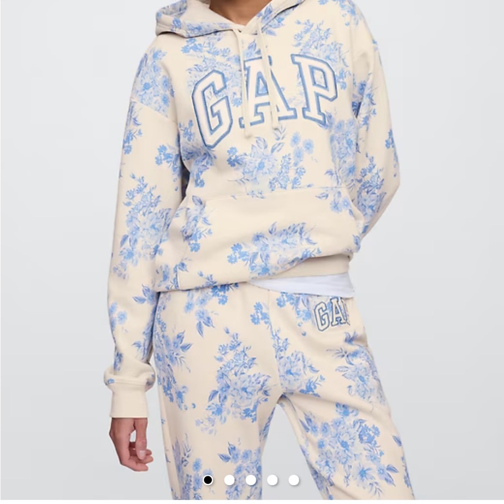 GAP Cream and Blue Floral Hoodie